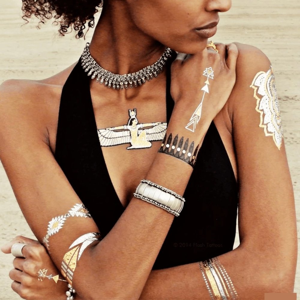 3 sheets Golden White Temporary Tattoo - Picture 13 of 15